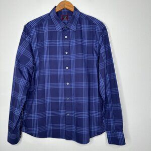 Untuckit Button up Shirt Size L Marques Wrinkle Free Blue Plaid